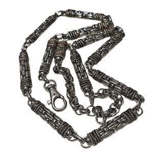Vintage Woven Metal Design Chain Links Adjustable Heavyweight Belt Silver Tone